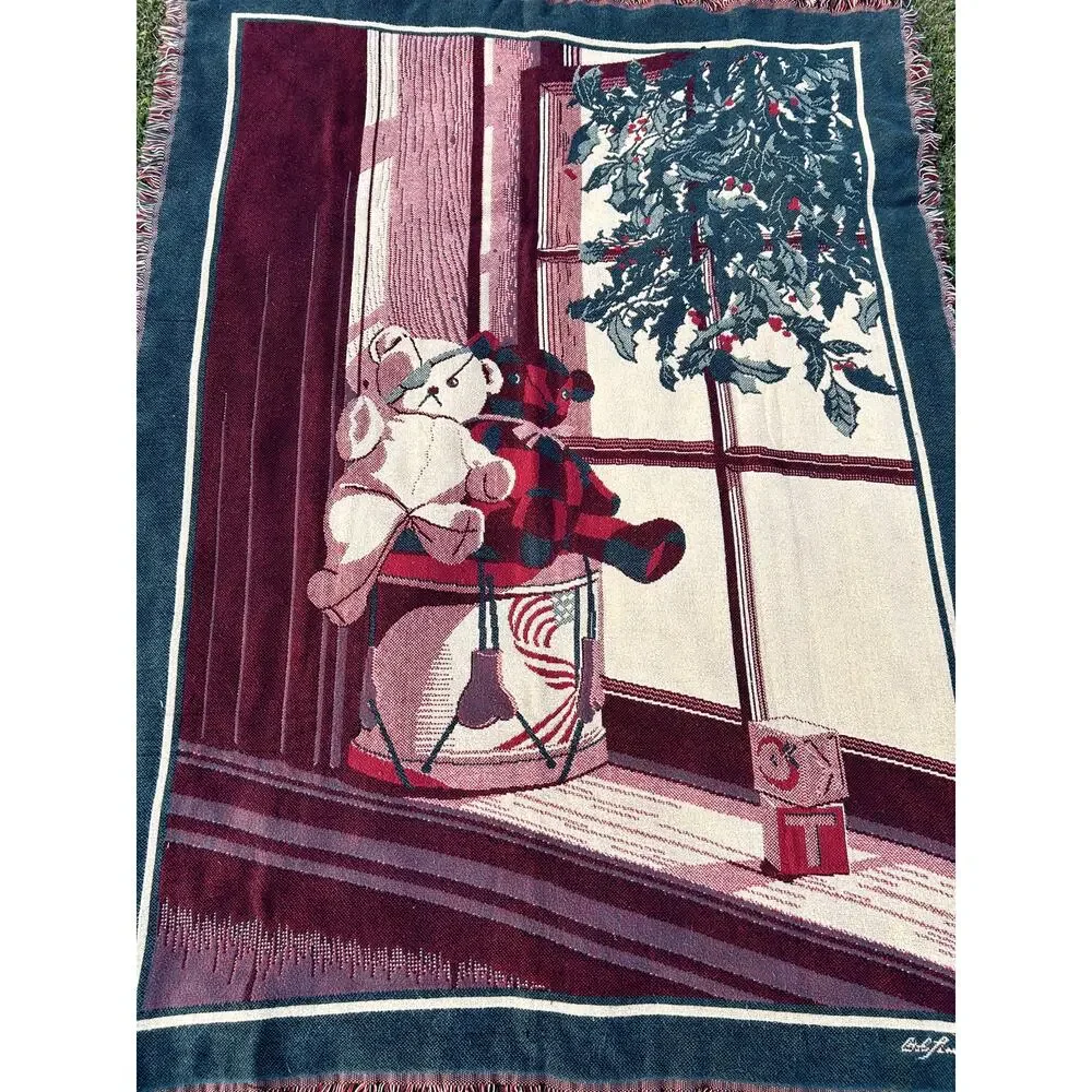 Vintage Bob Timberlake Friendship Teddy Bears Tapestry Blanket